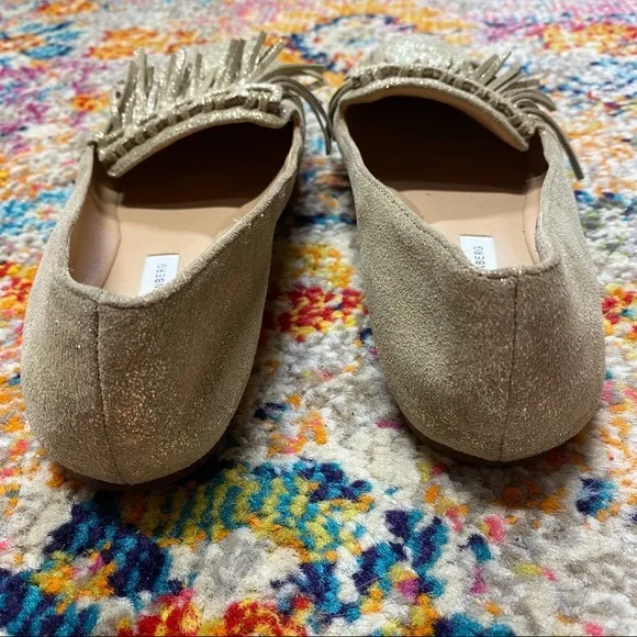 Diane von Furstenberg Muted Gold Fringe Loafers