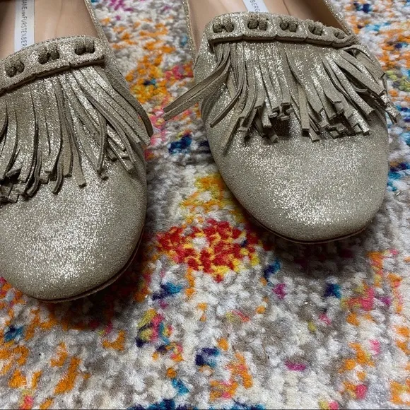 Diane von Furstenberg Muted Gold Fringe Loafers