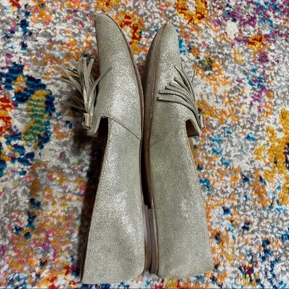 Diane von Furstenberg Muted Gold Fringe Loafers