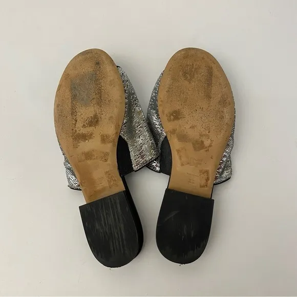 Diane Von Furstenberg || Samassi Slide Sandals Silver Sequin 36