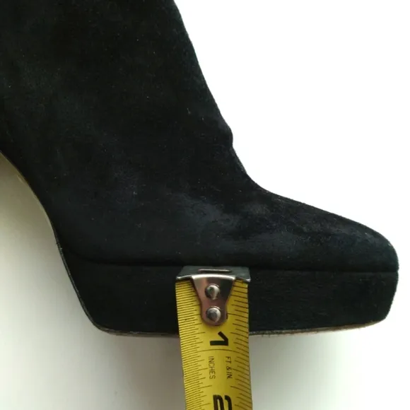 Diane Von Furstenberg Suede Ankles Boots Booties Black Size 9 High Heels DVF
