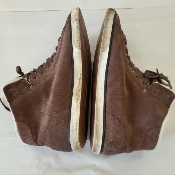 Diesel Brown Beach Pit Sherpa Fleece Lined Suede Leather Sneakers Size US 9