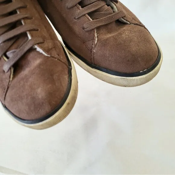 Diesel Brown Beach Pit Sherpa Fleece Lined Suede Leather Sneakers Size US 9