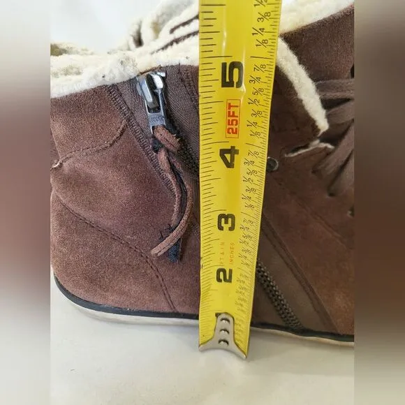 Diesel Brown Beach Pit Sherpa Fleece Lined Suede Leather Sneakers Size US 9