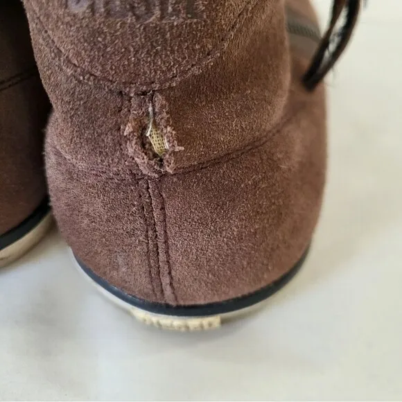 Diesel Brown Beach Pit Sherpa Fleece Lined Suede Leather Sneakers Size US 9