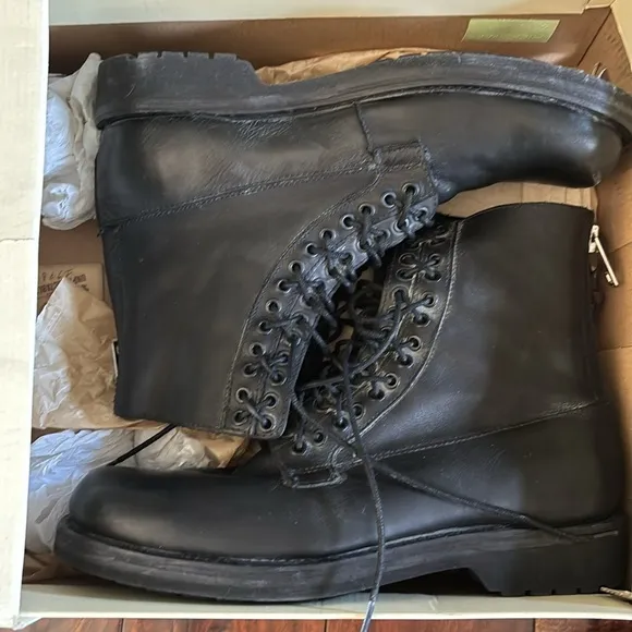 Diesel | Men's Black leather Lace-Up combat Boots