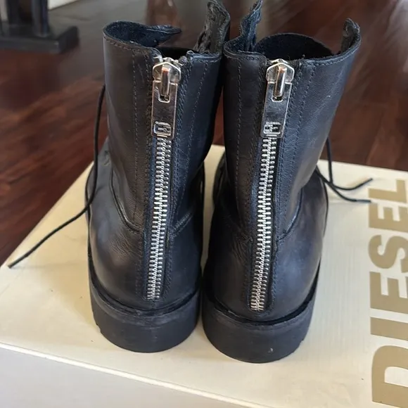 Diesel | Men's Black leather Lace-Up combat Boots