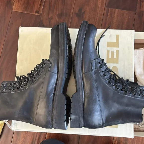 Diesel | Men's Black leather Lace-Up combat Boots