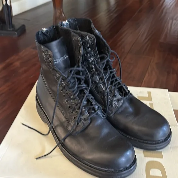 Diesel | Men's Black leather Lace-Up combat Boots