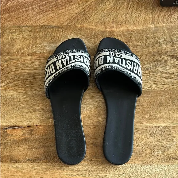 Dior Black and White Slide Sandals size 38.5