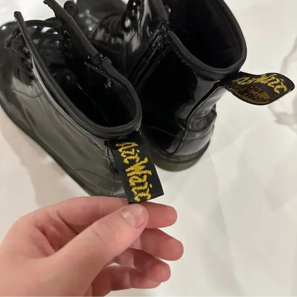 Doc‎ Marten 1460 Black Glitter Lace Up Boots Size 4