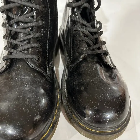 Doc‎ Marten 1460 Black Glitter Lace Up Boots Size 4
