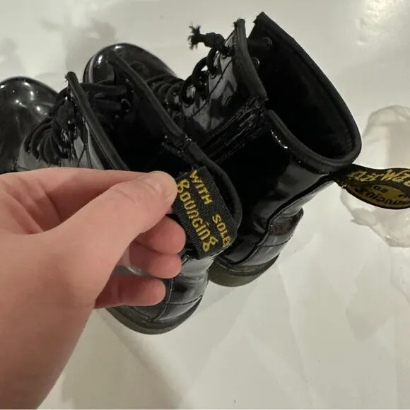 Doc‎ Marten 1460 Black Glitter Lace Up Boots Size 4