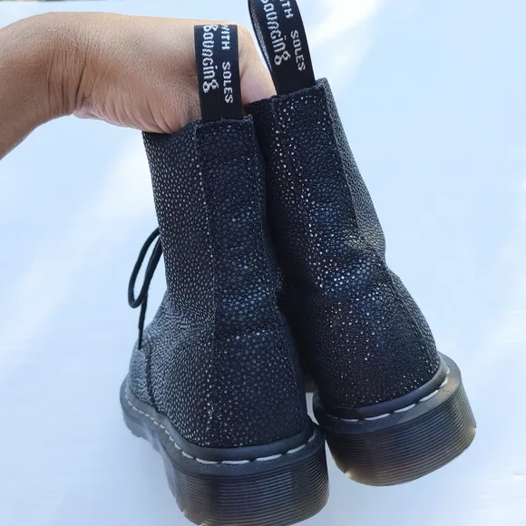 DOC MARTENS Pascal black sparkle lace-up boots