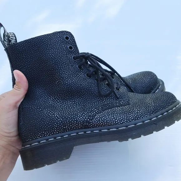 DOC MARTENS Pascal black sparkle lace-up boots