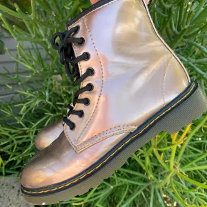 DOC MARTENS rose gold Metallic Lace Up Boots Size 3In excellent condition