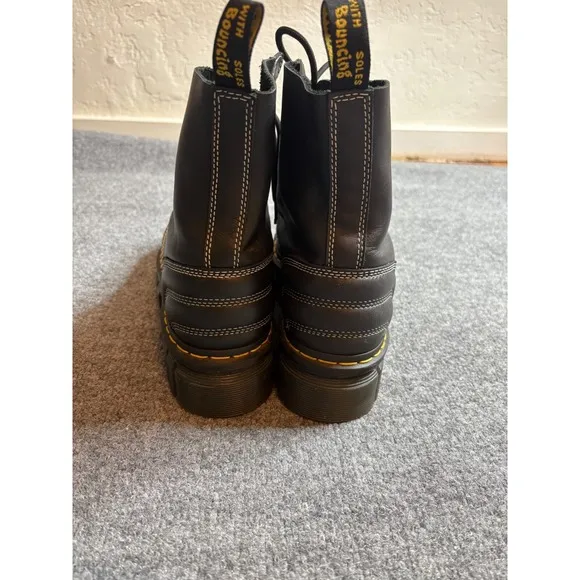 Doc Martins Boots Black 10 US L Platforms White Stitch Leather Lace up Gothic