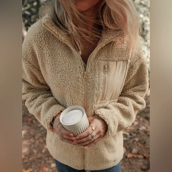 Dokotoo Trendy Full Zipper Fleece Relaxed Warm Teddy jackets with Pockets