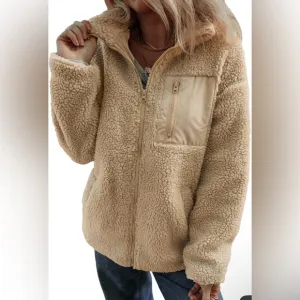 Dokotoo Trendy Full Zipper Fleece Relaxed Warm Teddy jackets with Pockets