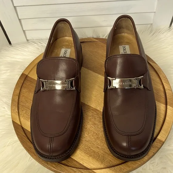 DOLCE &amp; GABBANA l Mahogany Brown Work Casual Mens Loafers Preppy Size 6.5