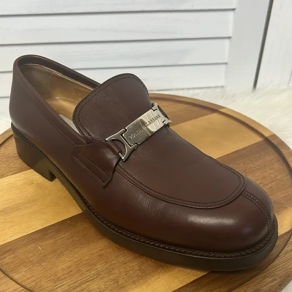DOLCE &amp; GABBANA l Mahogany Brown Work Casual Mens Loafers Preppy Size 6.5