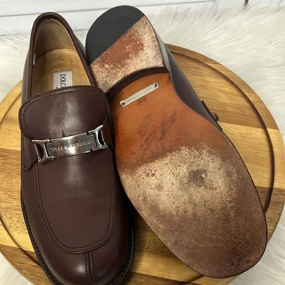 DOLCE &amp; GABBANA l Mahogany Brown Work Casual Mens Loafers Preppy Size 6.5