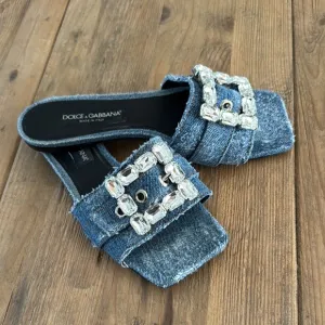 Dolce &amp; Gabbana Women's Blue Denim Slide Sandals