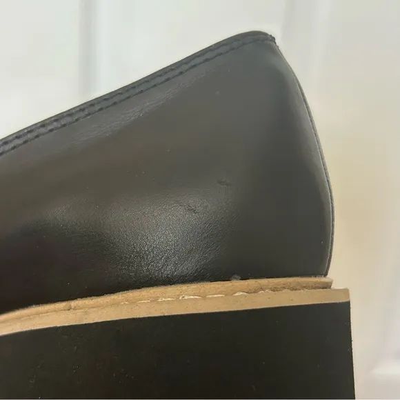 Dolce Vita Black Leather Halona Chunky Block Heel Platform Loafer 9.5 NWOB
