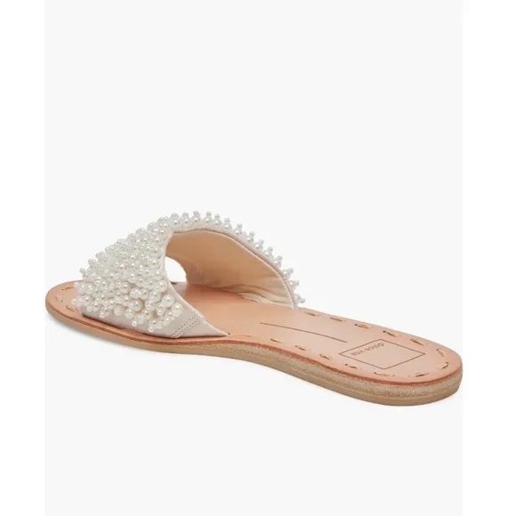 Dolce Vita Dalon Imitation Pearls Slide Sandals Vanilla Pearls Women's Size 7