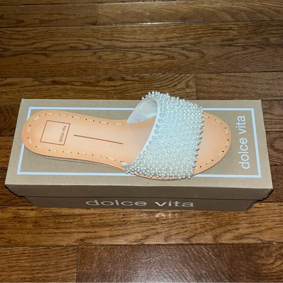 Dolce Vita Dalon Imitation Pearls Slide Sandals Vanilla Pearls Women's Size 7
