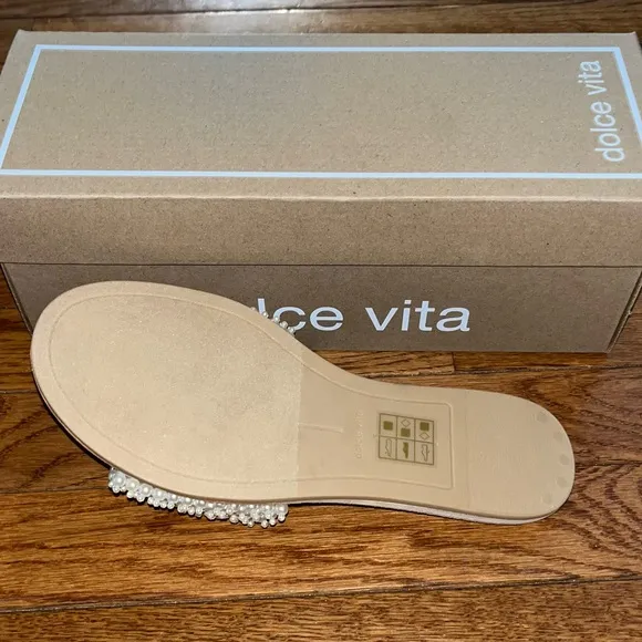 Dolce Vita Dalon Imitation Pearls Slide Sandals Vanilla Pearls Women's Size 7