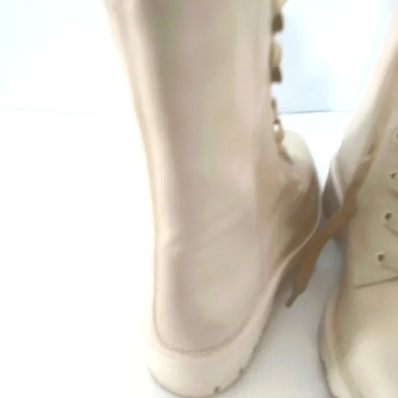 Dolce Vita Women's Lottie Clear Cream Combat Boots Lace-Up Boots Size 7.5