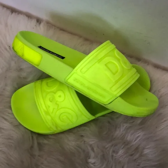 Dolce&amp;Gabbana Women's Yellow-Green Slide Sandals Sz 10