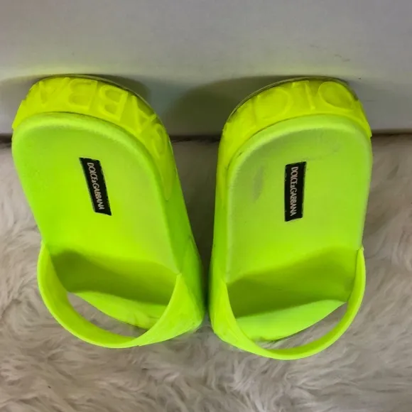 Dolce&amp;Gabbana Women's Yellow-Green Slide Sandals Sz 10