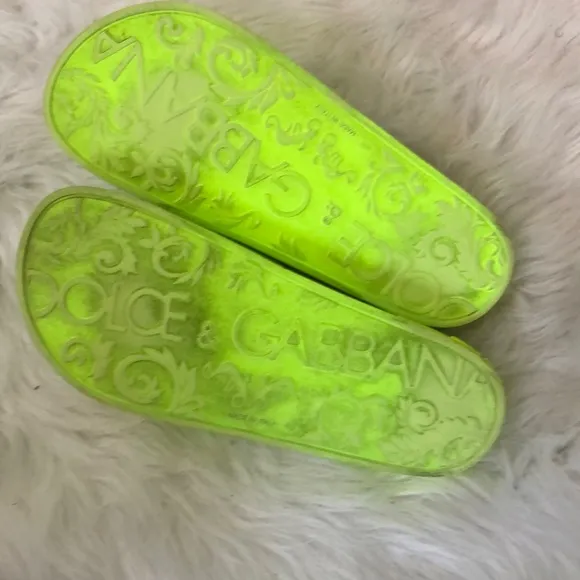 Dolce&amp;Gabbana Women's Yellow-Green Slide Sandals Sz 10