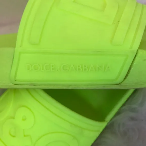 Dolce&amp;Gabbana Women's Yellow-Green Slide Sandals Sz 10