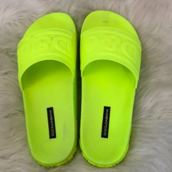 Dolce&amp;Gabbana Women's Yellow-Green Slide Sandals Sz 10