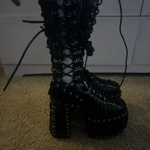 Dolls Kill Black Lace Up Platform Boots