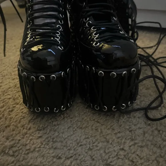 Dolls Kill Black Lace Up Platform Boots