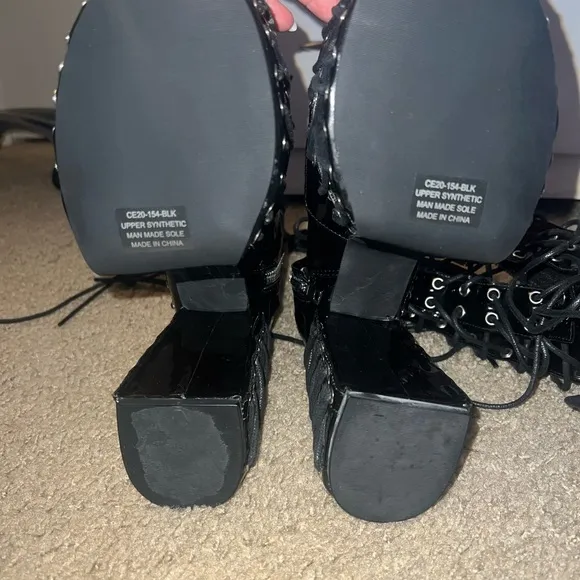 Dolls Kill Black Lace Up Platform Boots