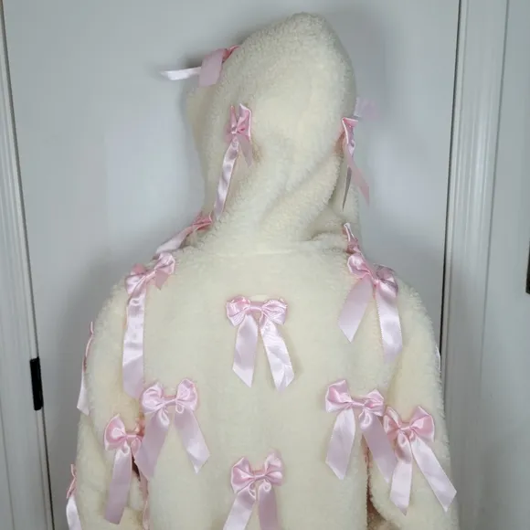 Dolls Kill Sugar Thrillz Pinky Promise Oversized Bow Sherpa Hoodie XXS Kawaii