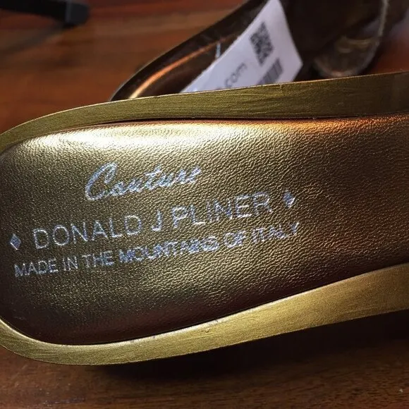 Donald J. Pliner Gold Couture Slide Mule Metallic Gold Sandals NWT