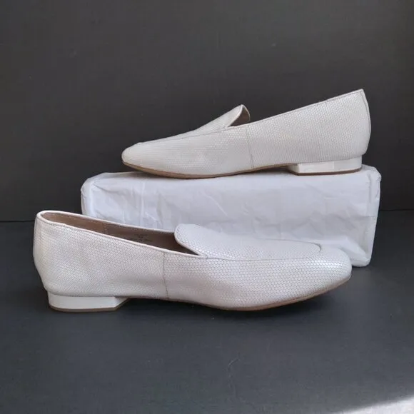 Donald Pliner 'Honey' White Leather Honeycomb Textured Loafers Sz 8M