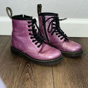 Dr. Doc Martens 1460 Sparkle Glitter Lace Up Boots Girls Size 11C Pink Black