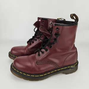 Dr. Doc Martens 1460W Burgundy Smooth Leather Lace Up Boots US Womens 6 / Mens 5