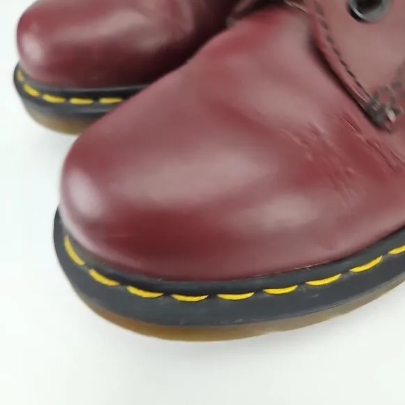 Dr. Doc Martens 1460W Burgundy Smooth Leather Lace Up Boots US Womens 6 / Mens 5