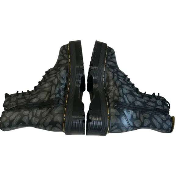 Dr. Doc Martens Jadon Women's Leopard Print Platform Boots Black Gray Size 8