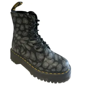 Dr. Doc Martens Jadon Women's Leopard Print Platform Boots Black Gray Size 8