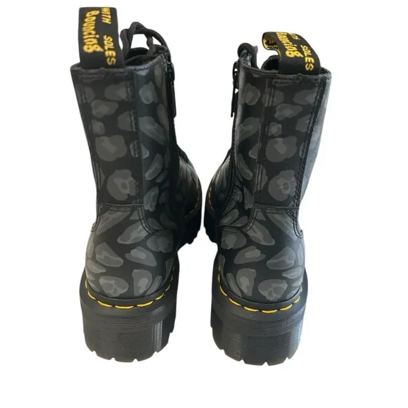 Dr. Doc Martens Jadon Women's Leopard Print Platform Boots Black Gray Size 8