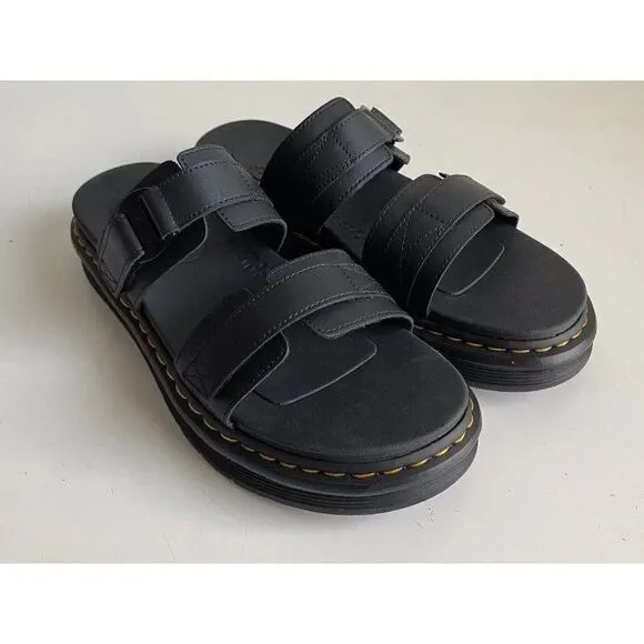 Dr DOC Martens Men's Size 13 Chilton Leather Slide Sandals Black Hydro NEW